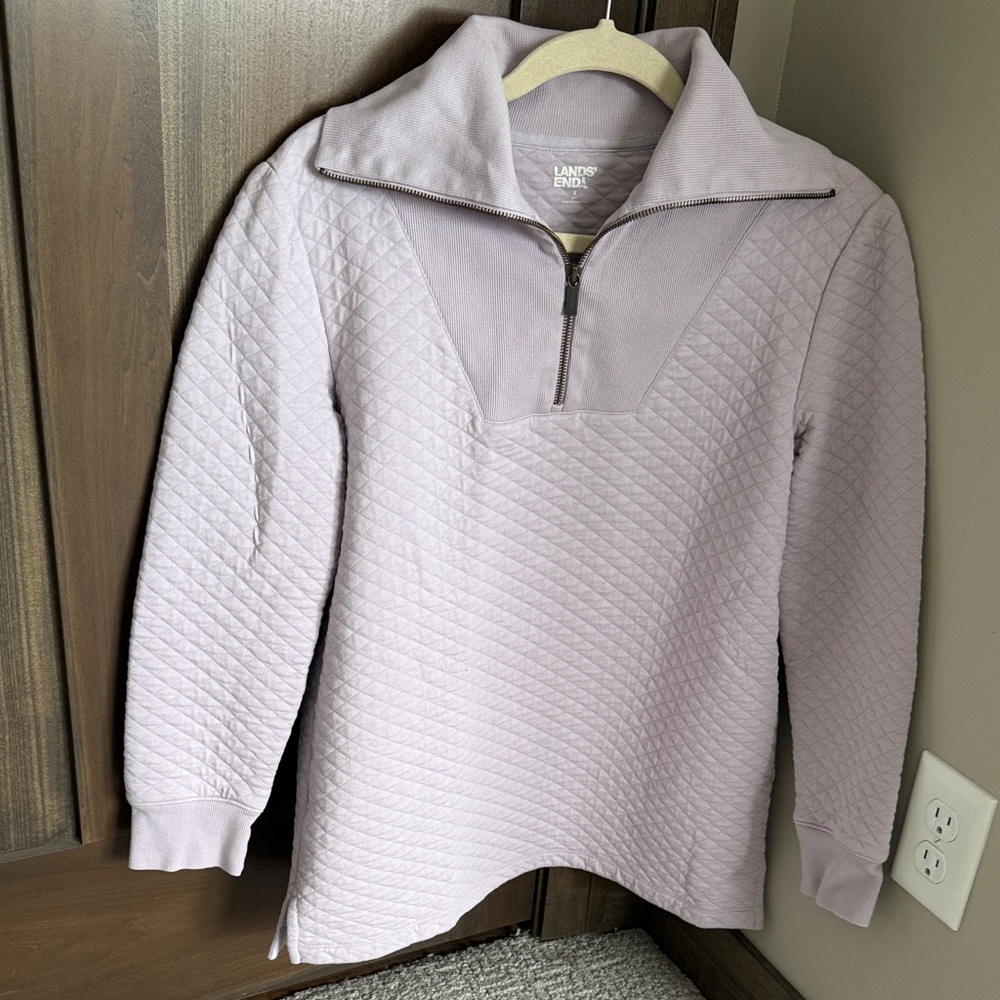 Lands' End Light Purple Quilted Pullover with Zipper